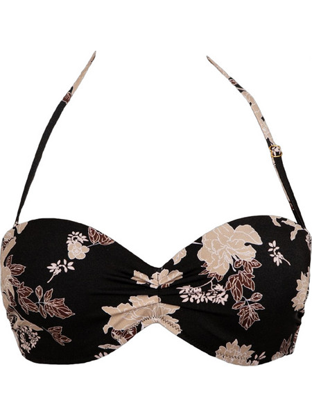 Rock Club Bikini Top Strapless με Ενίσχυση Floral Μαύρο Μπεζ BP-2407