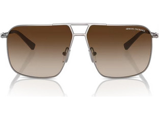 Armani Exchange AX2050S 600373 Ανδρικά Γυαλιά Ηλίου Aviator Μεταλλικά Ασημί με Καφέ Degradee Φακό