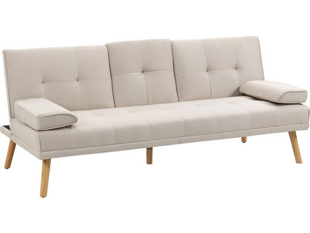HOMCOM Τριθέσιος Καναπές Κρεβάτι Μπεζ 181x77x78cm 833-663BG