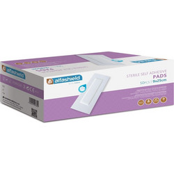 Alfashield Alfa Pads Αποστειρωμένα Αυτοκόλλητα Επιθέματα 9x25cm 50τμχ