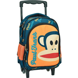 Back Me UP Paul Frank Logo Σχολική Τσάντα Τρόλεϊ Νηπιαγωγείου Μπλε Πορτοκαλί 346-87072
