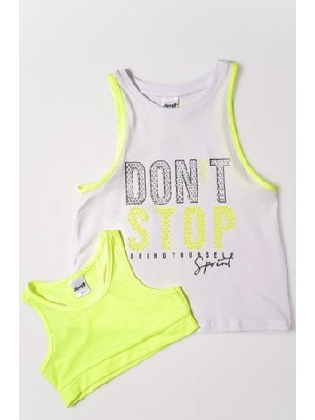Sprint Σετ Παιδικά T-Shirt Αμάνικα Λευκά Lime 231-4063-S100