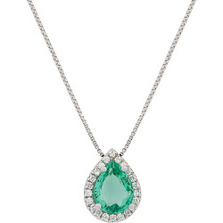 Million Diamonds Γυναικείο Κολιέ Ροζέτα από Λευκόχρυσο 18K με Διαμάντι & Σμαράγδι MD20082