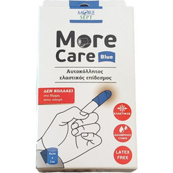 Moresept More Care Αυτοσυγκρατούμενος Αδιάβροχος Ελαστικός Επίδεσμος Δάκτυλου Μπλε 6cm x 1m