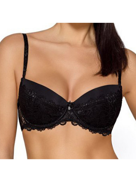 Ava Σουτιέν Balconette Push Up με Μπανέλα Μαύρο 808