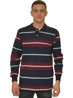 UNIQUE Ανδρική Μπλούζα Polo Μακρυμάνικη Navy Μπλε Μπορντό 2000