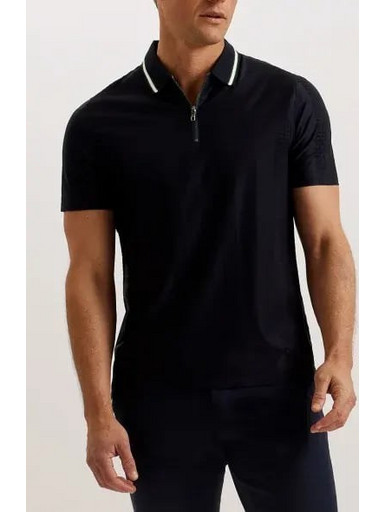 Ted Baker Jacquard Ανδρική Μπλούζα Polo Κοντομάνικη Μαύρη 274051