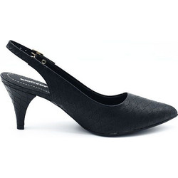 Piccadilly Ανατομικές Γόβες Slingback Δερμάτινες με Λεπτό Ψηλό Τακούνι Μαύρες 745045-162