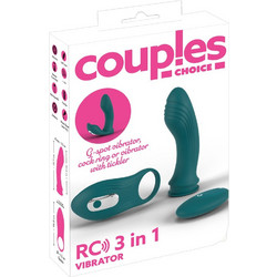 Couples Choice RC 3 In 1 Δονητής G-Spot για Ζευγάρια με Τηλεχειριστήριο Πράσινος