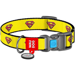 Waudog Superman 2 Plastic Κολάρο Σκύλου Κίτρινο 2x24-40cm