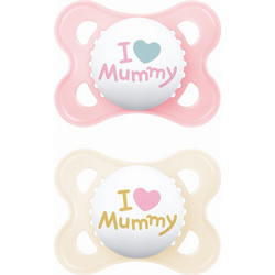 Mam Original I Love Mummy Ανατομικές Ορθοδοντικές Πιπίλες Σιλικόνης 2-6m Ροζ Λευκό 2τμχ