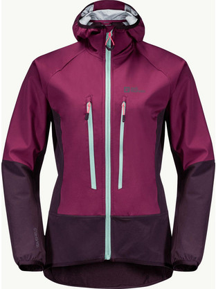 Jack Wolfskin Alpspitze Αθλητικό Γυναικείο Μπουφάν Softshell Μακρύ Αδιάβροχο Αντιανεμικό Μωβ 1307391-1014
