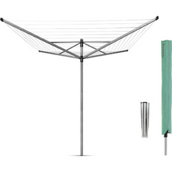 Brabantia Lift-O-Matic 90300268 Πτυσσόμενη Απλώστρα Ρούχων Δαπέδου Κήπου Μεταλλική 11x11x200cm με Μήκος Απλώματος 50m