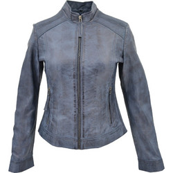 Leather 100 Γυναικείο Μπουφάν Δερμάτινο Κοντό Μπλε 14-W-GABRIELA