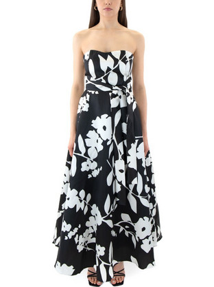 Jagged & Beau Maxi Καλοκαιρινό Φόρεμα για Γάμο / Βάπτιση Floral Αμπιγιέ Μαύρο JB-24034-BLACK-MIX