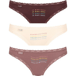 Sloggi 24/7 Weekend Holiday Βαμβακερά Γυναικεία Brazil με Δαντέλα 3Pack 10212089-M003