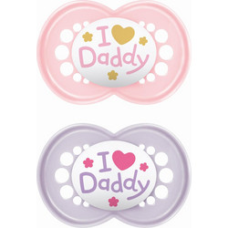 Mam Original I Love Daddy Ανατομικές Ορθοδοντικές Πιπίλες Σιλικόνης 16m+ Μωβ Ροζ 2τμχ
