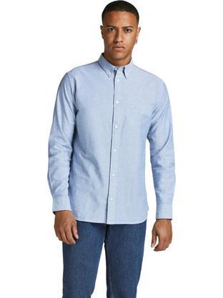 Jack & Jones Rebel Ανδρικό Πουκάμισο Βαμβακερό Μακρυμάνικο Κανονική Γραμμή Γαλάζιο 12264384
