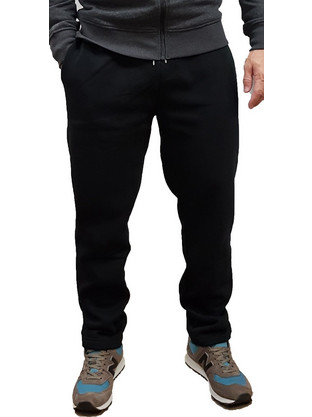 Rebase Ανδρικό Παντελόνι Φόρμας Fleece Μαύρο 242-RPAN-6002