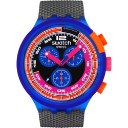 Swatch Ανδρικό Ρολόι Χρονογράφος με Μαύρο Καουτσούκ Λουράκι SB06N102