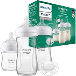 Philips Avent Natural Response Σετ Γυάλινα Μπιμπερό με Θηλή Σιλικόνης κατά των Κολικών 0+ Μηνών Transparent