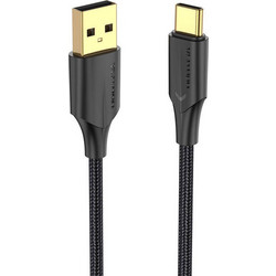 Vention CTFBF Braided LED USB-A to USB-C 1m Black 6922794766563