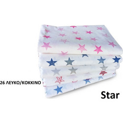 Dimcol Star 26 Βρεφικό Πάπλωμα Κούνιας 160x120cm Λευκό Κόκκινο