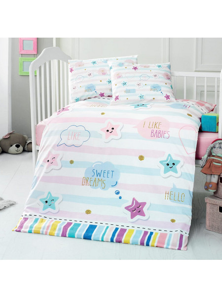 Beauty Home Art 5619 Σετ Βρεφικά Σεντόνια Κούνιας Βαμβακερά 100x150 White/Pink