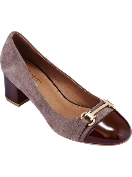 B-Soft Γόβες Suede με Χοντρό Χαμηλό Τακούνι Μπορντό 20121-11-BROWN