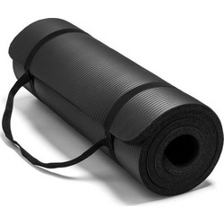 Mds NBR Στρώμα Γυμναστικής Yoga / Pilates Μαύρο με Ιμάντα Μεταφοράς 180x60x1.5cm
