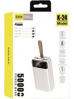 Eion K-24 Power Bank 5000mAh με Θύρα USB-A & 2 Θύρες USB-C White
