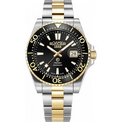 Roamer Premier Ανδρικό Ρολόι Αυτόματο με Ασημί Χρυσό Μεταλλικό Μπρασελέ R986983478521
