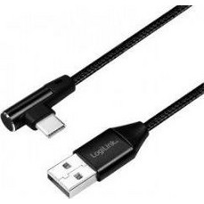 LogiLink CU0138 Angle 90° Braided USB-A to USB-C 1m Black