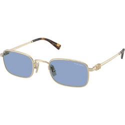 Miu Miu MUA53S ZVN60O Ανδρικά Γυαλιά Ηλίου Ορθογώνια Μεταλλικά Χρυσά με Μπλε Φακό