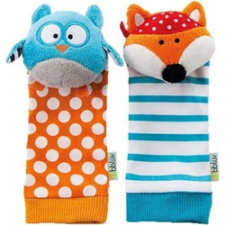 bbluv Owl & Fox Καλτσάκια Σετ Υφασμάτινες Κουδουνίστρες για Νεογέννητα