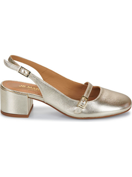 JB Martin Jane Γόβες Slingback Δερμάτινες με Χοντρό Χαμηλό Τακούνι Ροζ Χρυσές ALJ352-638-P