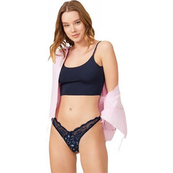 Cottonhill Γυναικείο Sexy String με Δαντέλα Navy Μπλε CH6081