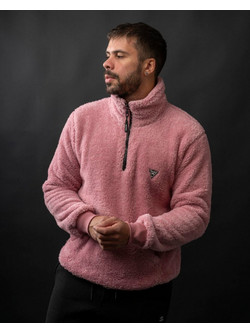 New Wave Ανδρικό Φούτερ Fleece με Τσέπες Ροζ 232-39