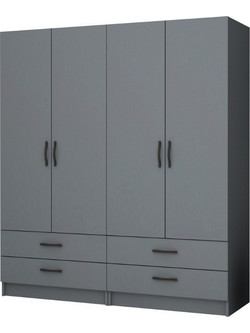 Megapap Τετράφυλλη Ντουλάπα Ρούχων Ricardo Ανθρακί 160x51.8x181cm GP100-0064,4