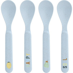 Laessig Happy Fruits Lemon Σετ Βρεφικά Κουτάλια Bamboo 6m+ Γαλάζια 4τμχ