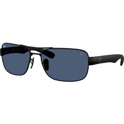 Ray-Ban RB3763M F11980 Ανδρικά Γυαλιά Ηλίου Ορθογώνια Μαύρα με Μπλε Φακό