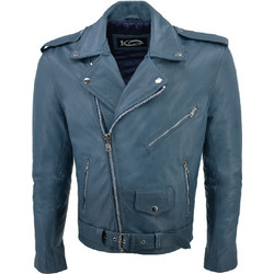 Leather 100 Ανδρικό Μπουφάν Χειμωνιάτικο Δερμάτινο Μπλε 37-M-PERFECTO