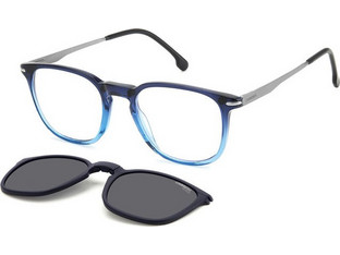 Carrera CA332CS PJP/M9 Ανδρικός Σκελετός Γυαλιών Οράσεως με Clip-On Κοκάλινος Μεταλλικός Ασημί Μπλε