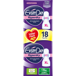 EveryDay Hyperdry Extra Long Ultra Plus Σερβιέτες με Φτερά για Αυξημένη Ροή 8 Σταγόνες 18τμχ