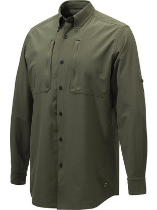 Beretta Ανδρικό Πουκάμισο Βαμβακερό Μακρυμάνικο Κανονική Γραμμή Πράσινο LU901-07AA