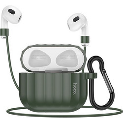 Hoco WB22 Glory Series Σετ Θήκη Σιλικόνης με Γάντζο για Apple AirPods 3 Πράσινη