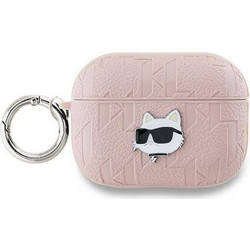 Apple Embossed Choupette Θήκη Σιλικόνης με Γάντζο για Apple AirPods Pro 2 Ροζ