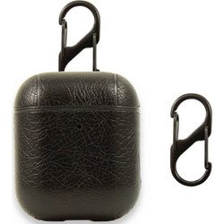 Bodycell ALC02 Θήκη από Δερματίνη με Γάντζο για Apple AirPods 1 / 2 Μαύρη