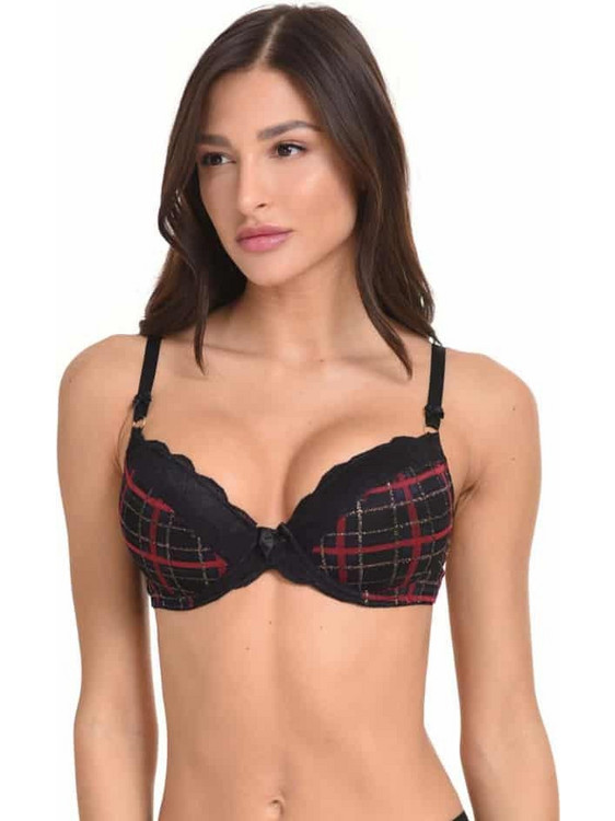 Miss Rosy Σουτιέν για Βαθύ Ντεκολτέ Push Up με Μπανέλα Μαύρο 11861