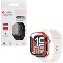 Volte-Tel Πλαστική Θήκη Tempered Glass για Apple Watch 10 42mm Μπορντό